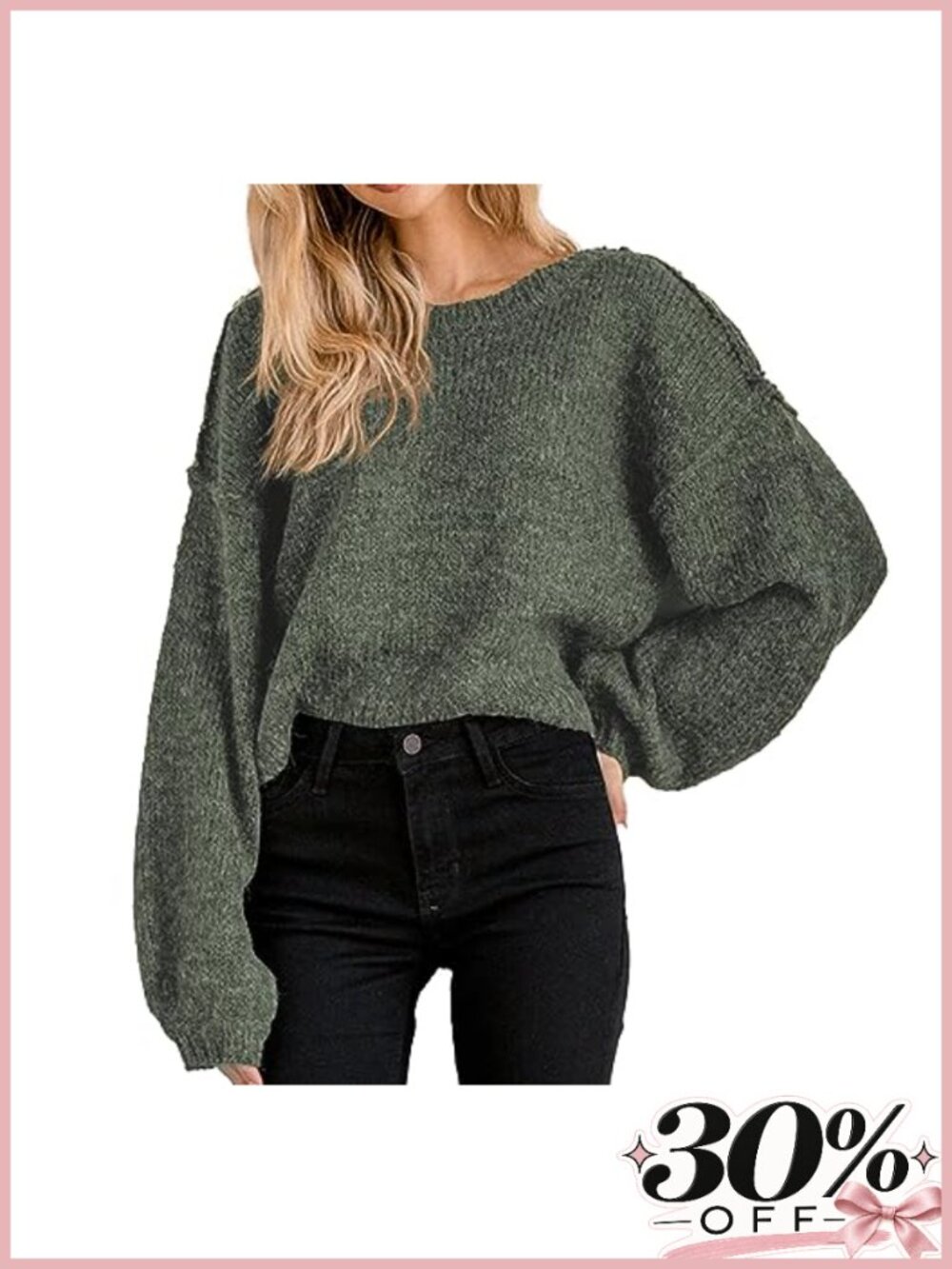 Womens Oversized Cropped Sweater Batwing Long Sleeve Crewneck Pullover Fall